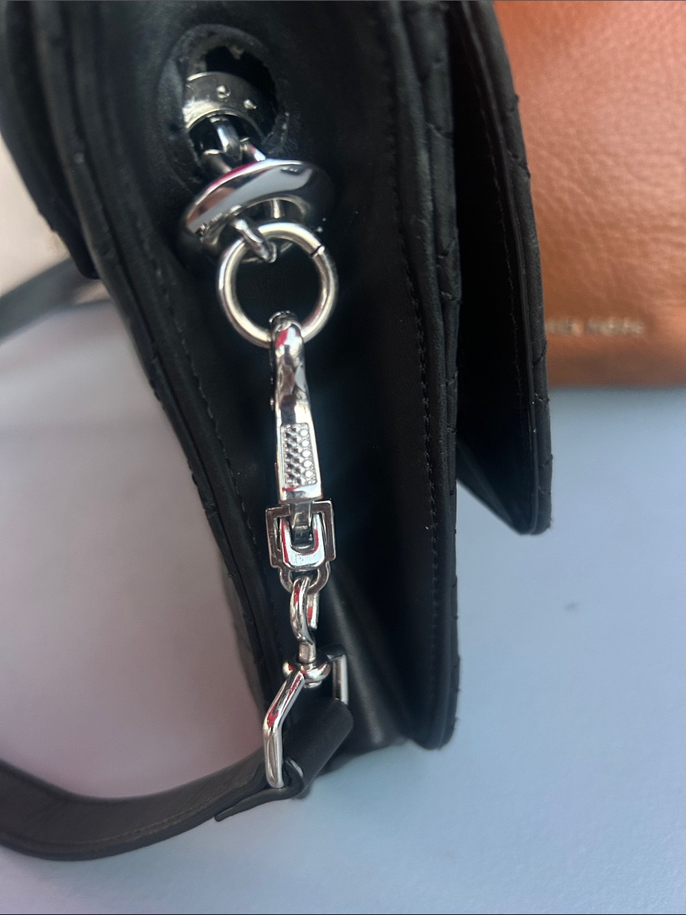 J.Crew Black Quilted Leather Top Handle Crossbody Satchel Shoulder Bag - Picture 6 of 10